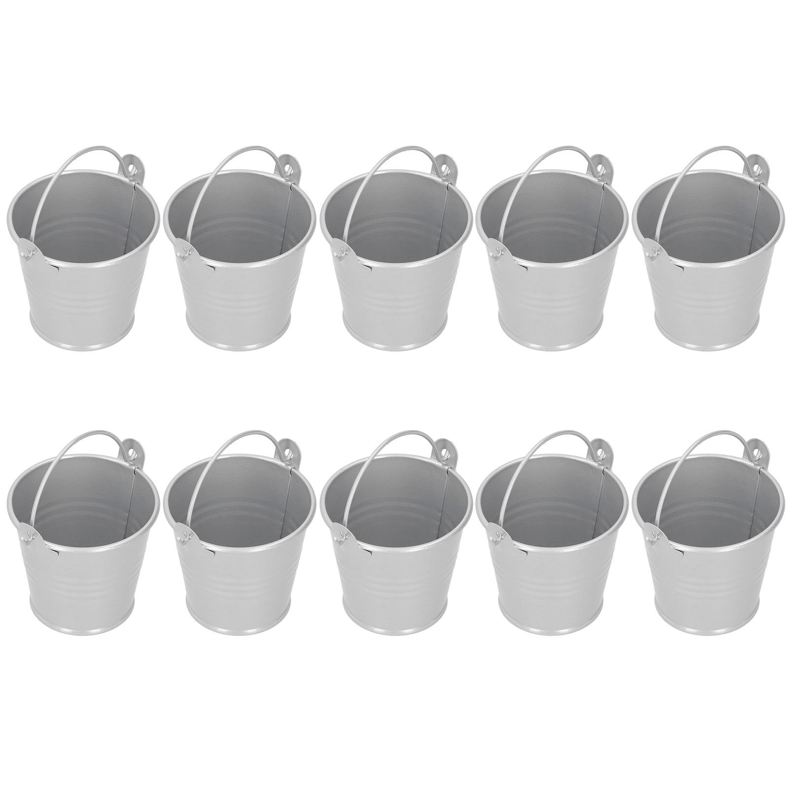 10PCS Flower Pot Mini Succulent Plant Pot Small Metal Bucket for Indoor Outdoor DecorSilver 4x5.5x6cm — image 4