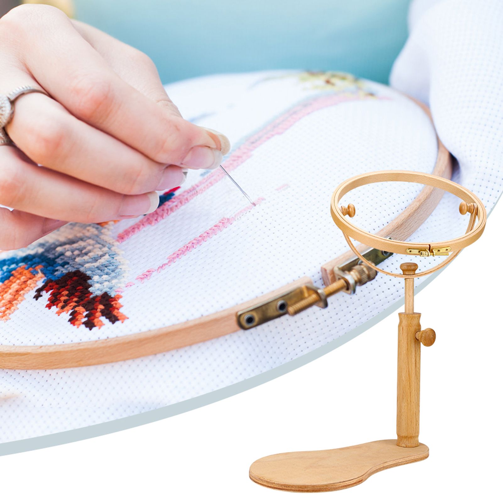Embroidery Stand Hoop Wood Embroidery & Cross Stitch Hoop Ring Frame Adjustable Sewing Tools S — image 5