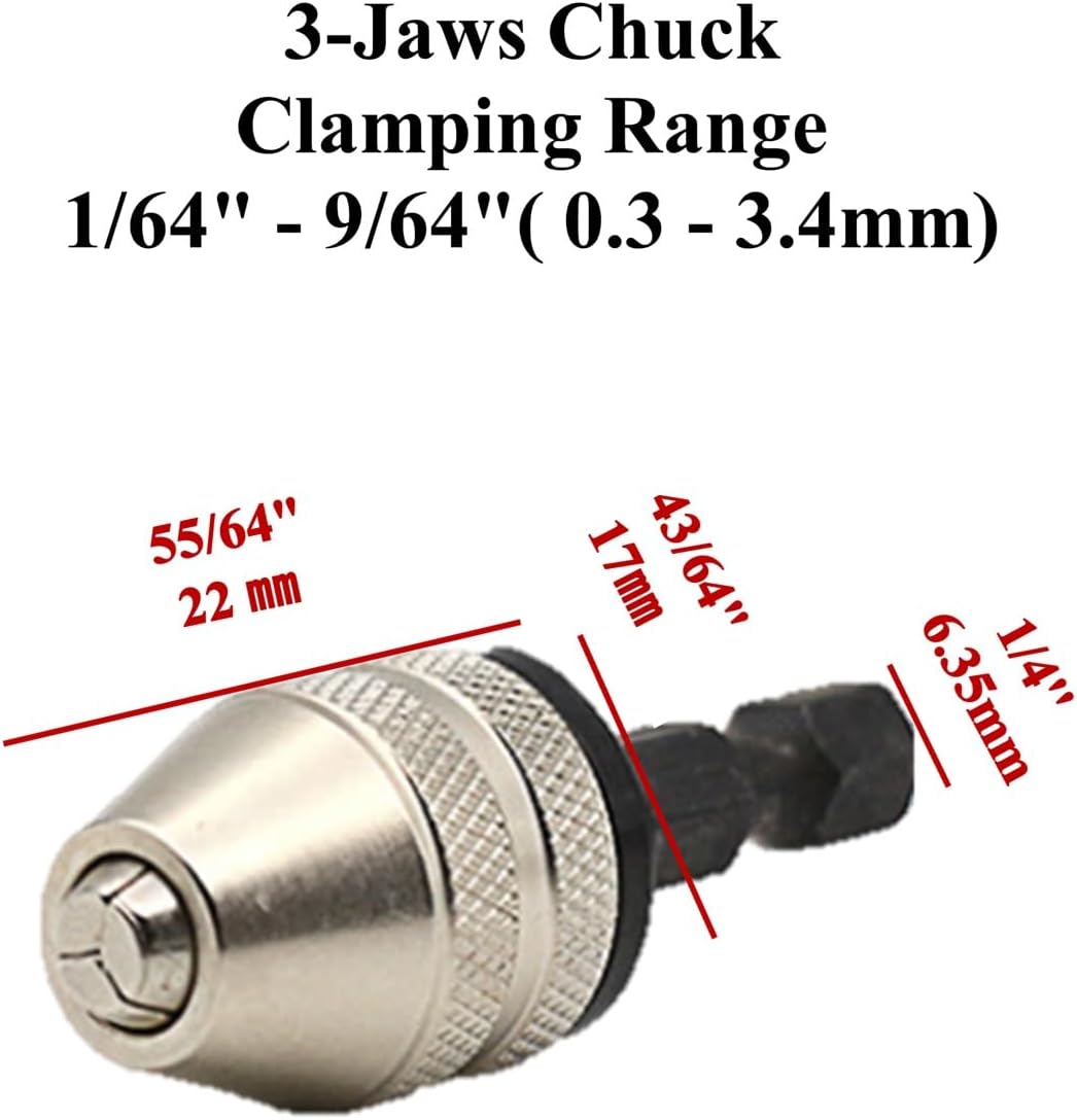 Drill Bit Adapter with 1/4 Hex Shank - 3Pcs Small Drill Chuck Extension for Impact Driver (0.6-8mm,0.3-3.6mmX2) โ image 3