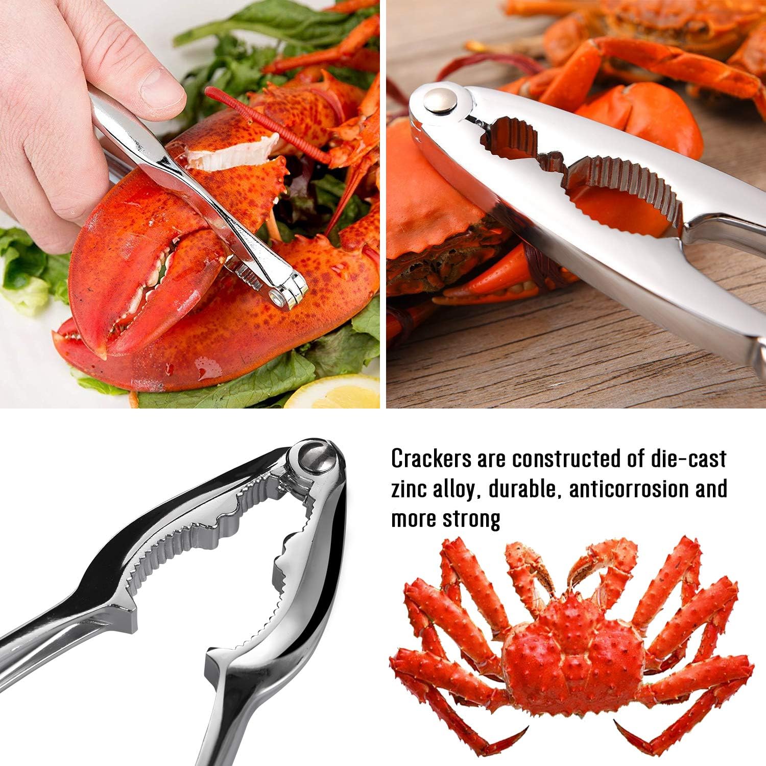 4-Person Seafood Tools Set includes 2 Crab Crackers, 4 Lobster Shellers, 4 Crab Leg Forks/Picks and 1 Seafood Scissors - Nut Cracker Set โ image 3