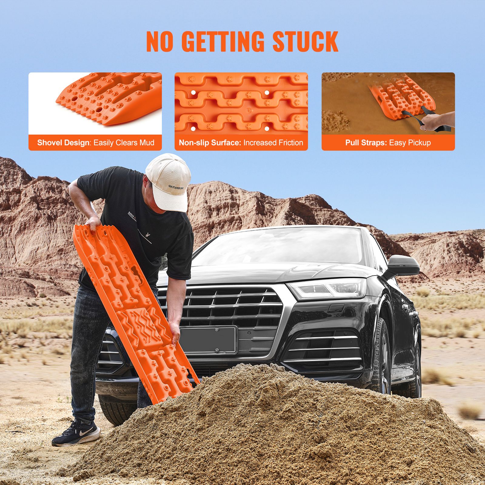 10 TON Traction Boards with PP Material, Recovery Boards for Off-road Vehicles/Cars/Pickups/SUVs/RVs, Pair Tire Traction Mats on Snow, Sand, Mud and Loose โ image 5