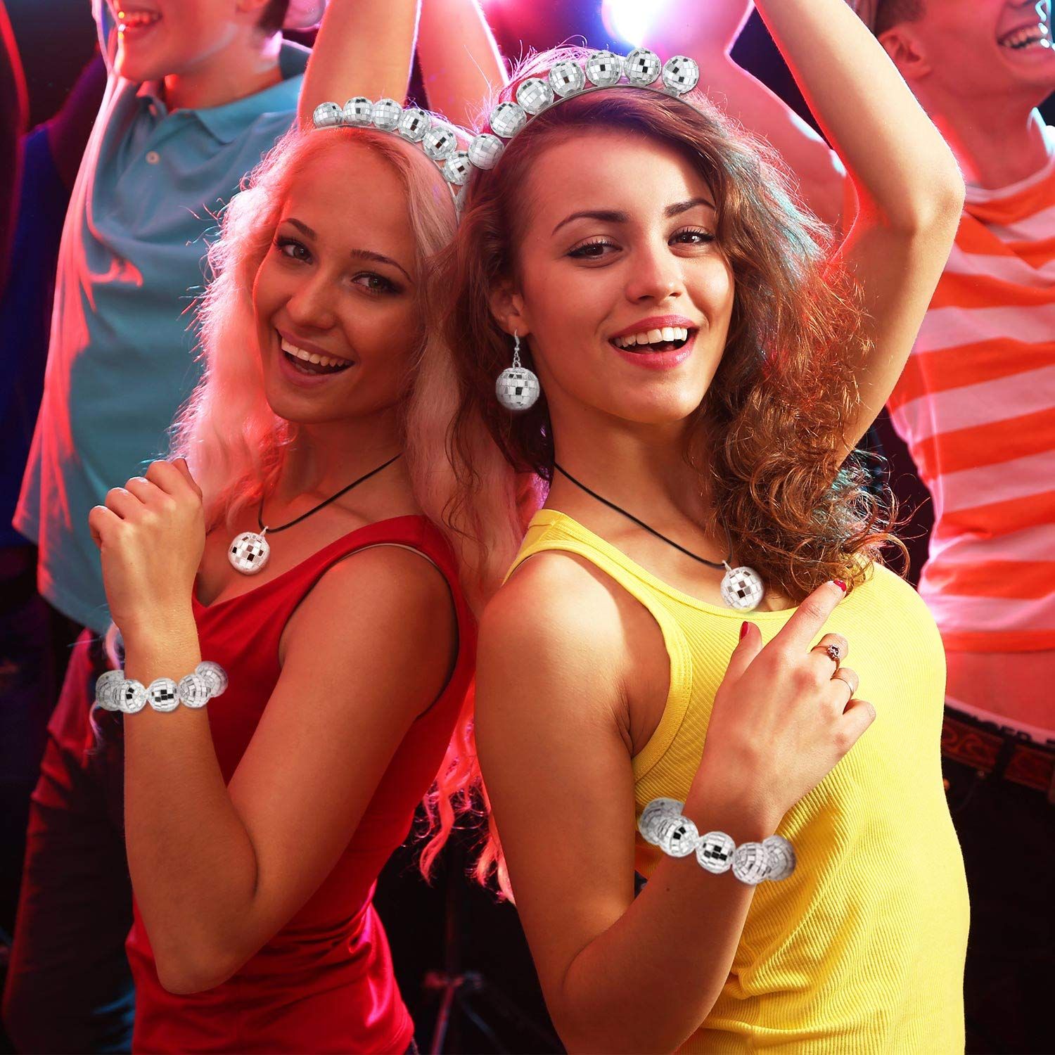 Disco Ball Accessories 70s Disco Costume for Women Disco Ball Headband Earrings Necklace Bracelet (Simple Style) โ image 2
