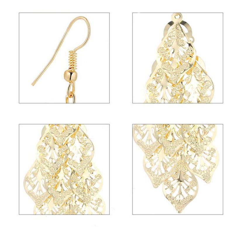 Metal tassel earrings for Women Dainty Alloy Bohemian Ethnic Style Tassels Metal Leaf Long Chandelier Dangle Earrings Vintage — image 5