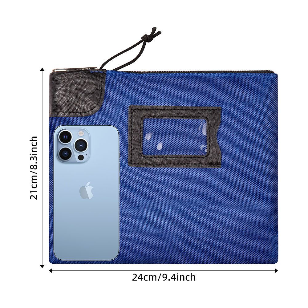 Locking Cash Bag with Keys Bank Deposit Bag with Pop-Up Lock and ID Cardholder for Secure Money Storage Safe, Blue — image 5