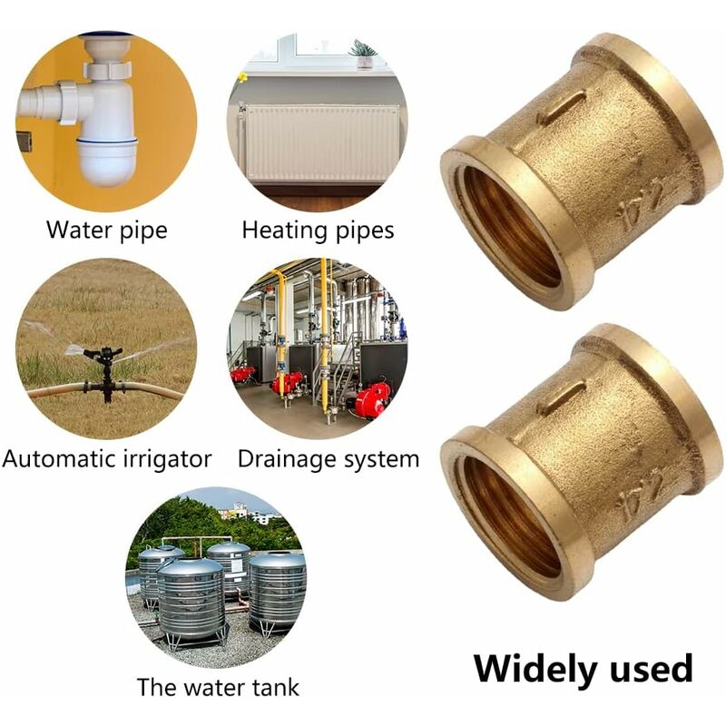 Female Straight Couplings, Female Connector Accessories, Female Connecting Pipe Threads, Female Connectors, 1/2 Brass โ image 3