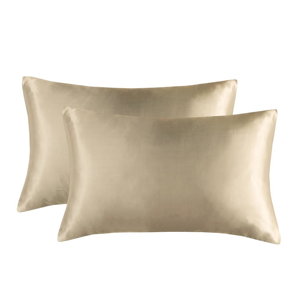 1-Pair Champagne Luxury Satin Silk Pillowcase for Hair and Skin - Smooth Cooling Pillow Cover with Envelope Closure - Queen (20 × 30")