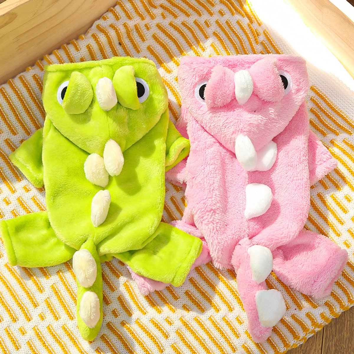 Warm Pet Clothing - Cute Dinosaur Dog Suit - Warm Fleece Pet Clothes for Small Dogs - Green (Size M) โ image 3