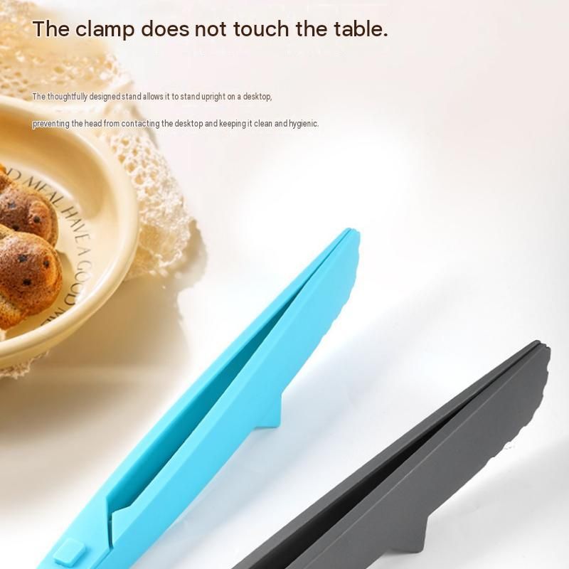 Red Foldable Nylon Kitchen Tongs - Self-Standing Design with Serrated Grip and Locking Clip - Heat Resistant Food Serving Tool for BBQ, Pasta, Salad and Baking — image 5