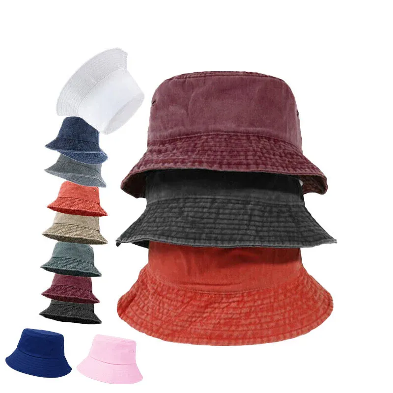 Unisex Men Women Washed Cotton Outdoor Camping Sports Bucket Hats Fisherman Hat - White โ image 3