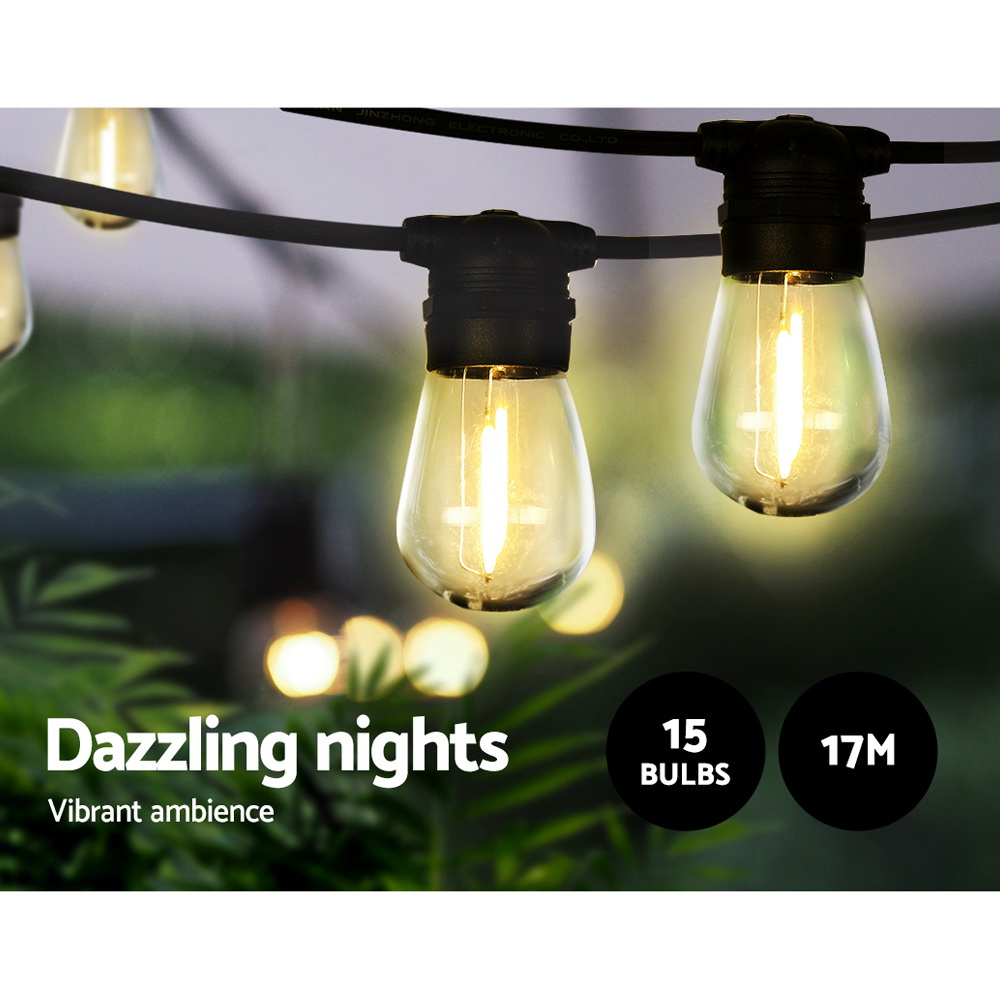 17m Solar Festoon Lights Outdoor LED String Light Christmas Party Garden Decor โ image 3