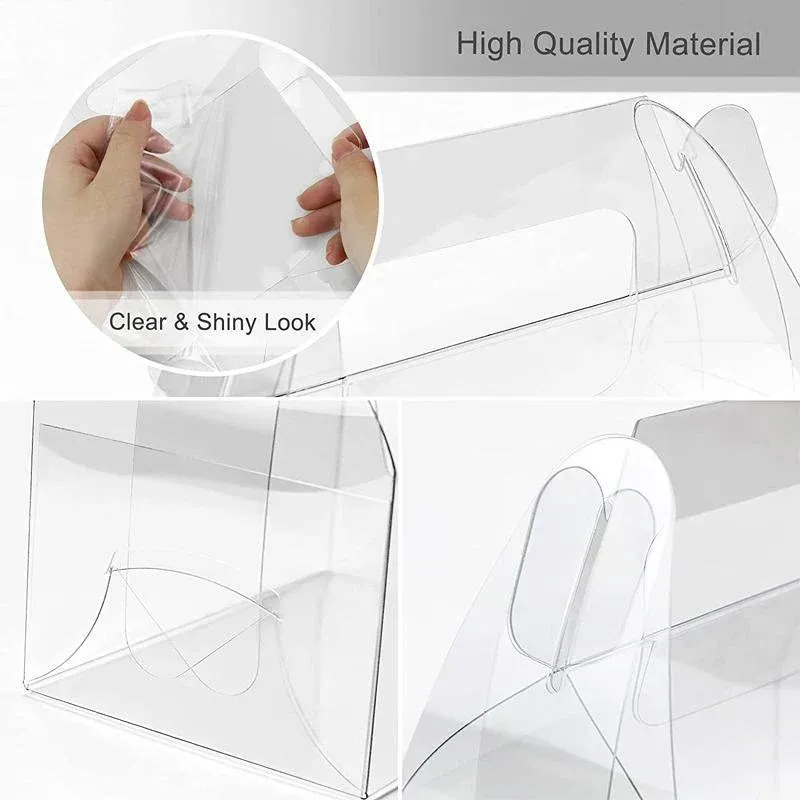 50PCS Portable Pastry Boxes Portable Cake Box Paper Cookie Boxes Sandwich Box - S-Transparent+White inner tray — image 6