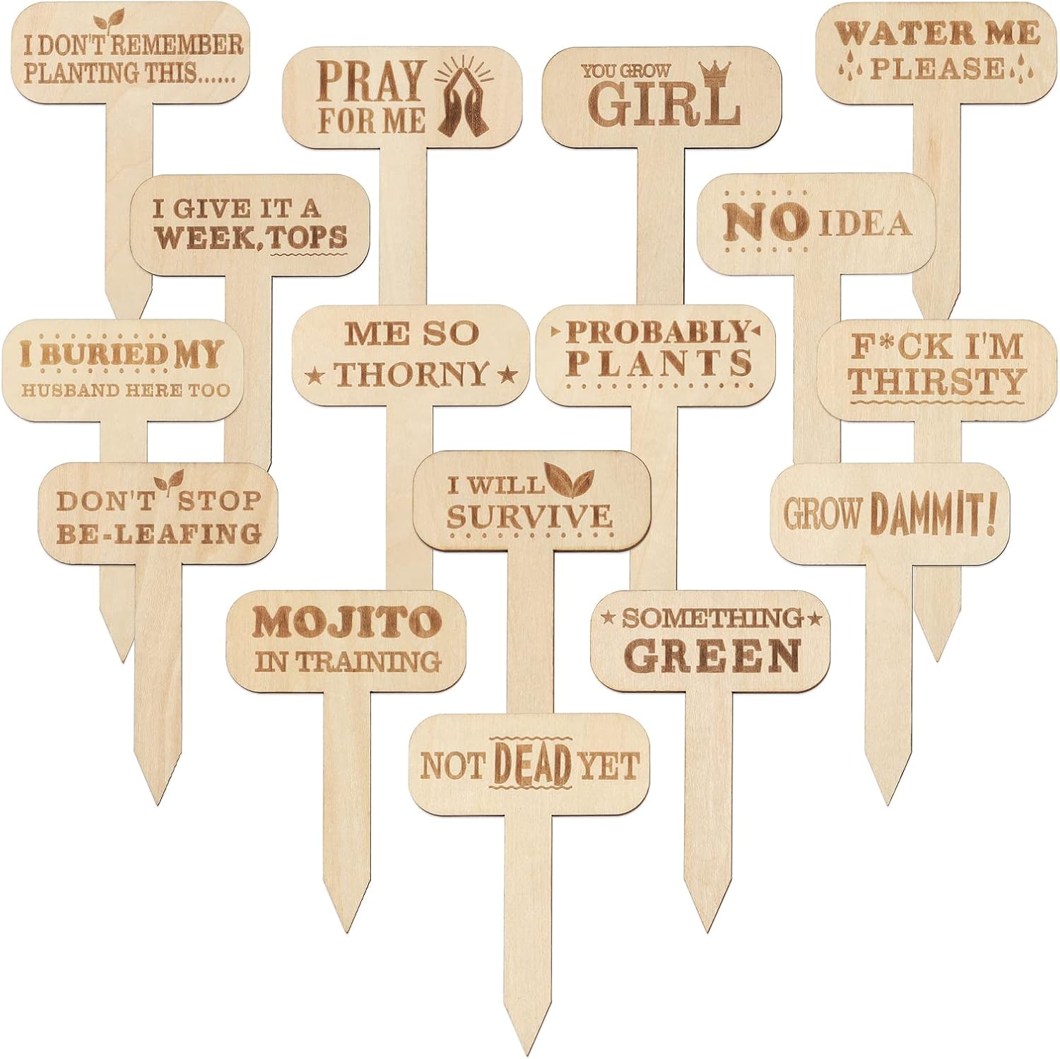 Funny Plant Markers, 16Pcs Garden Labels, Gardening Gifts for Gardeners,Women,Funny Plant Labels for Pots