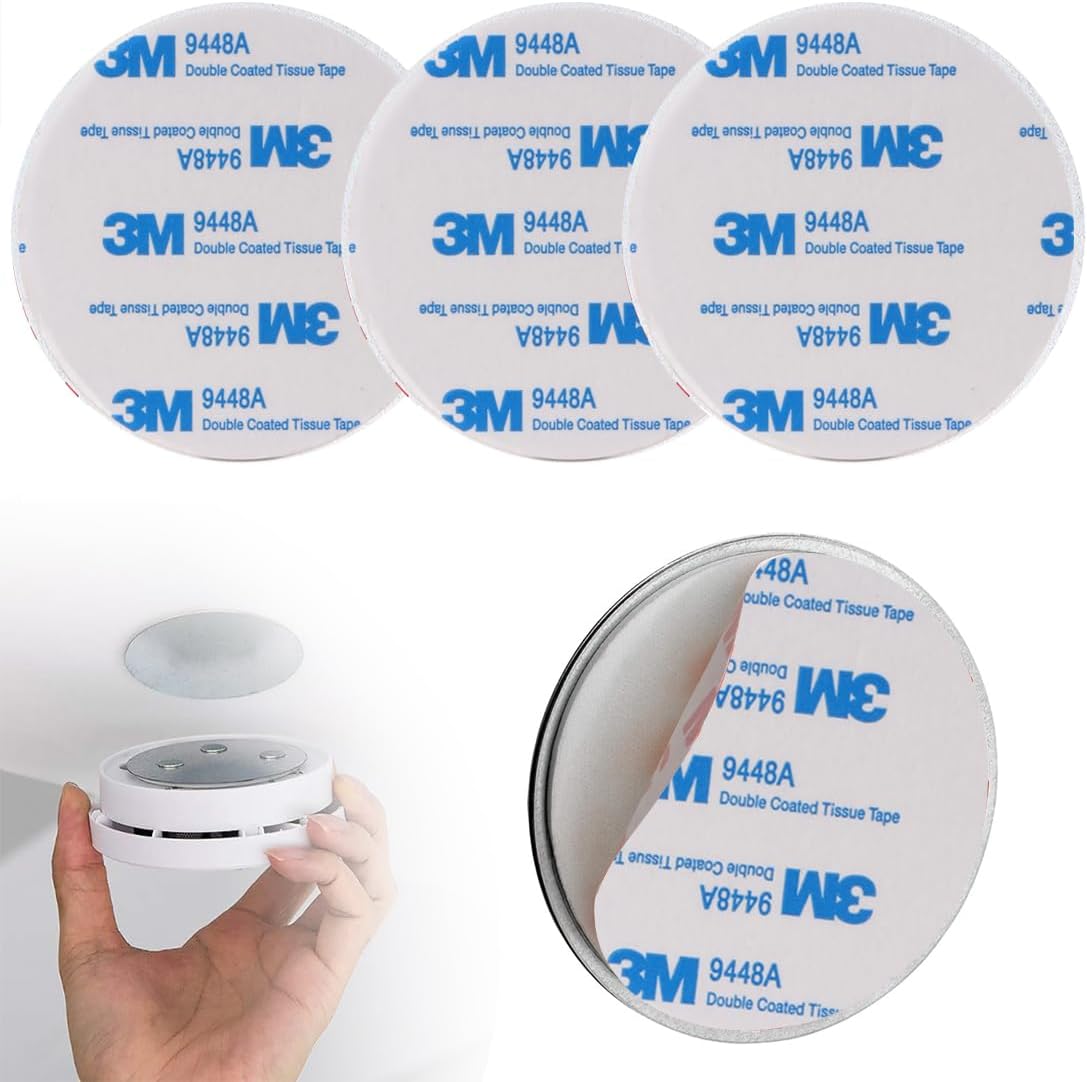 Magnetic Smoke Detector Sticky Pads Magnetic Adhesive Pads 3PCS Magnetic Smoke Alarm Fixing Mount No Drilling Magnet Holder Installation Tool for Smoke Fire