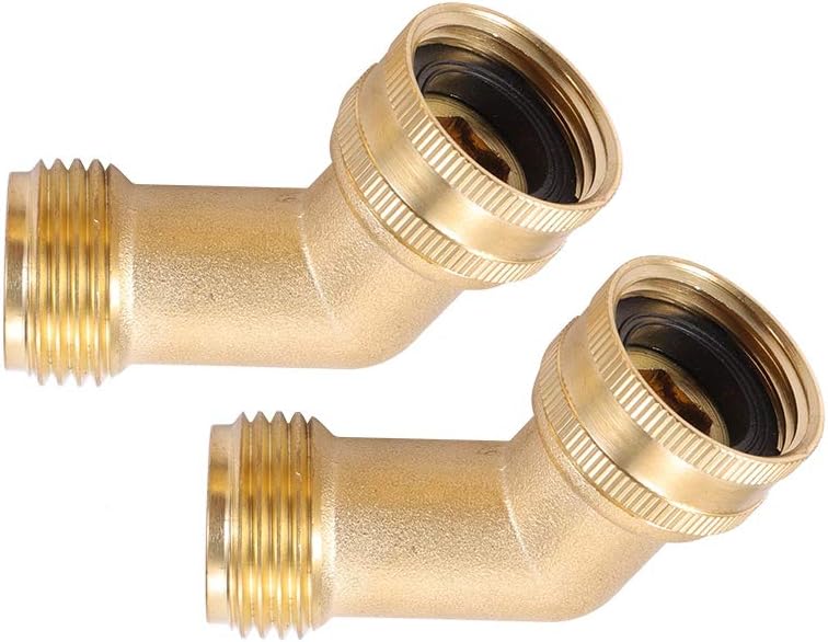 Brass Garden Hose Elbow Connector 45 Degree Hose Elbow Fitting Quick Swivel Connect 3/4" Garden Hose Thread 2pcs with Extra 6 Pressure Washer — image 2
