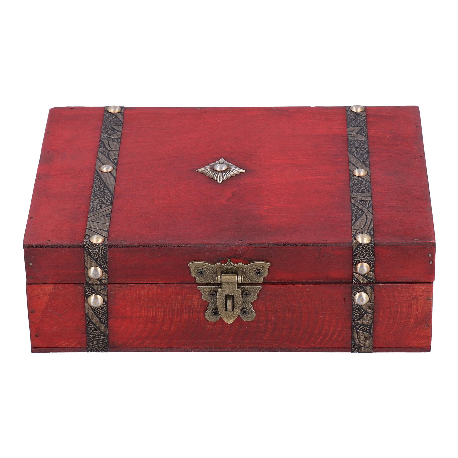 Jewelry Box Antique Wooden Photography Shooting Props Desktop Storage Box with Lock โ image 3