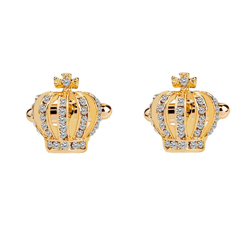 6 Pair Men's Cuff Links Luxury Rhinestone Crown Cufflinks Shirt Suit Cufflinks Tuxedo Shirt Studs Set for Men โ image 3