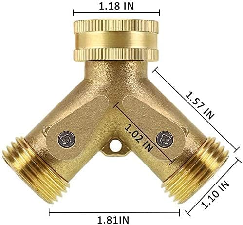2 Way Heavy Duty Brass Garden Hose Connector Tap Splitter for Lawn and Garden - Outlet Splitter, Hose Spigot Adapter with 2 Valves, Plus 4 Extra Rubber Washers — image 5