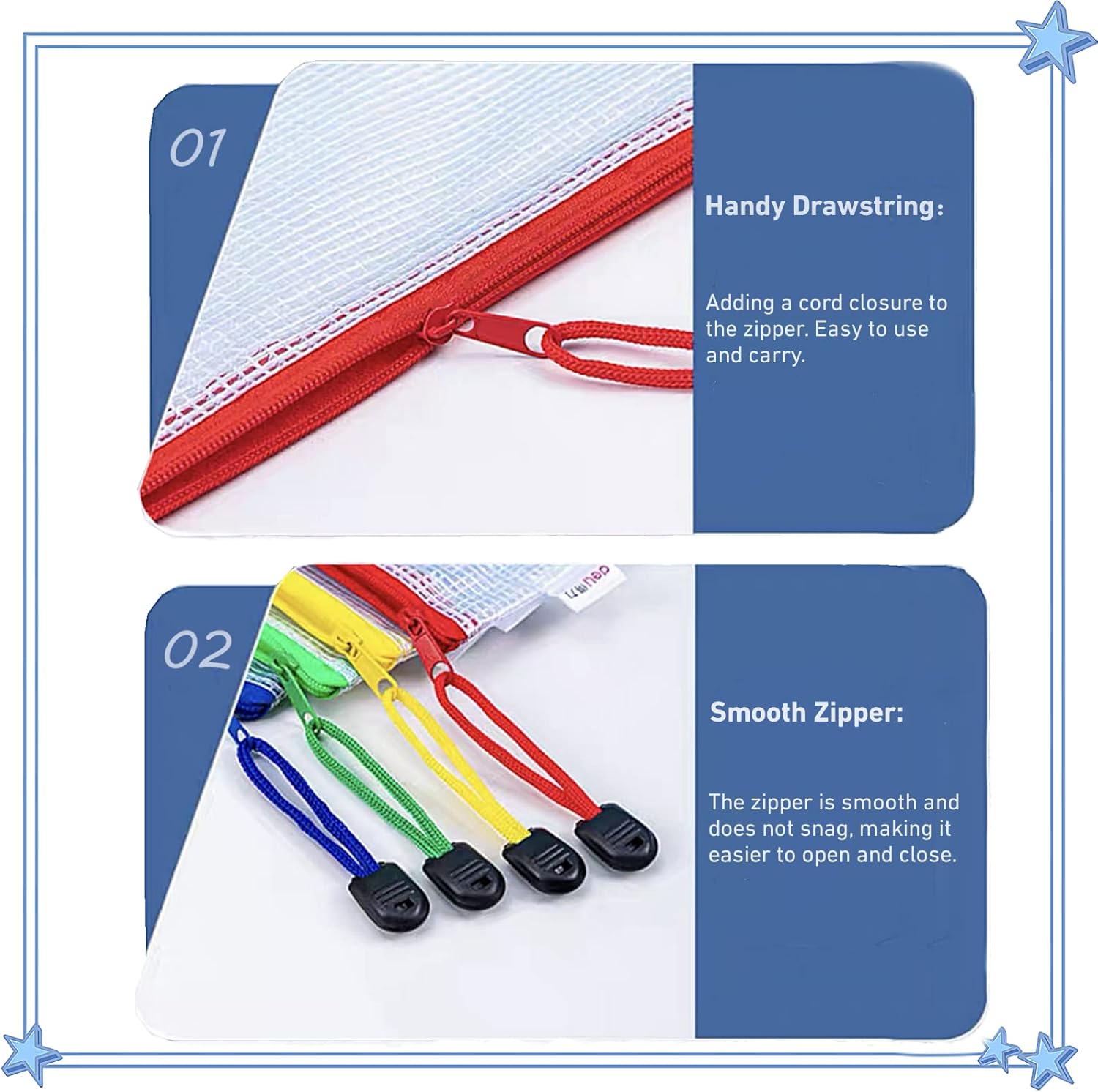 A5 Plastic Wallet Map Zip Closure Document Bag Files Zip Closure for Office Home School Supplies 5 Pieces — image 4