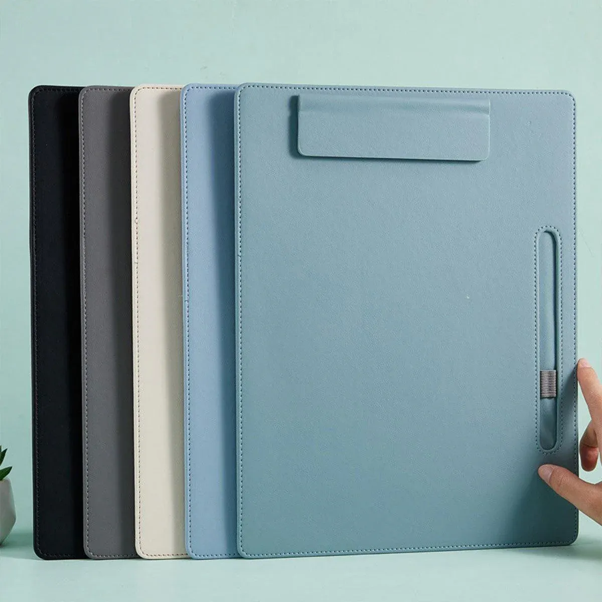 2pcs Leather Clipboard Conference File Holder Hotel Menu Pad Durable Board Clip - Black — image 5