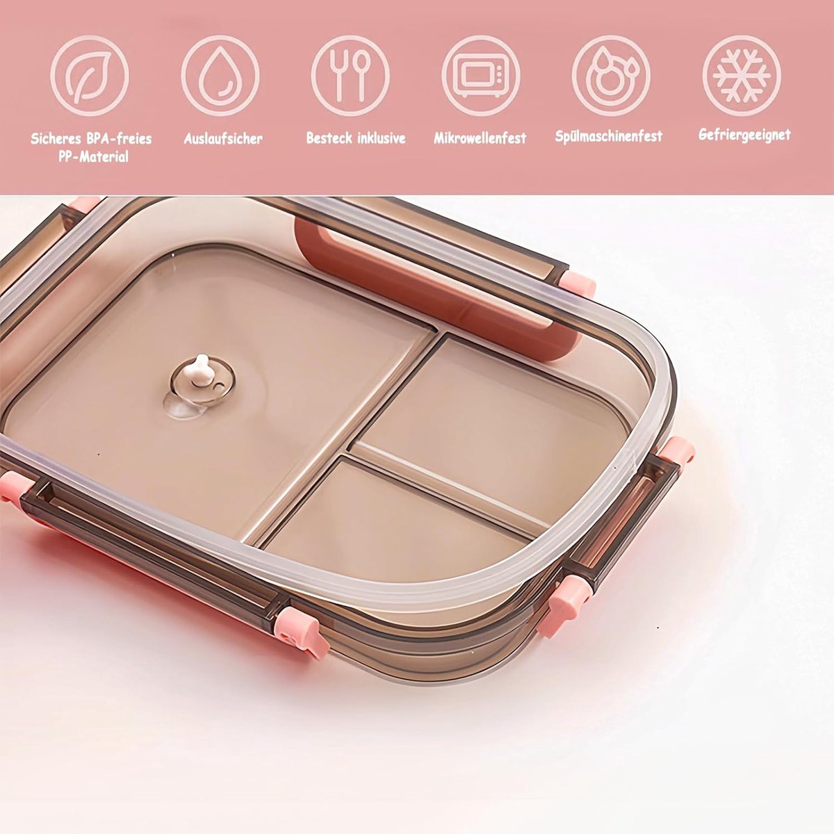 Lunch box with compartments, all-in-one double-layer lunch box, leakproof lunch box with cutlery for work, school, and picnics โ image 2