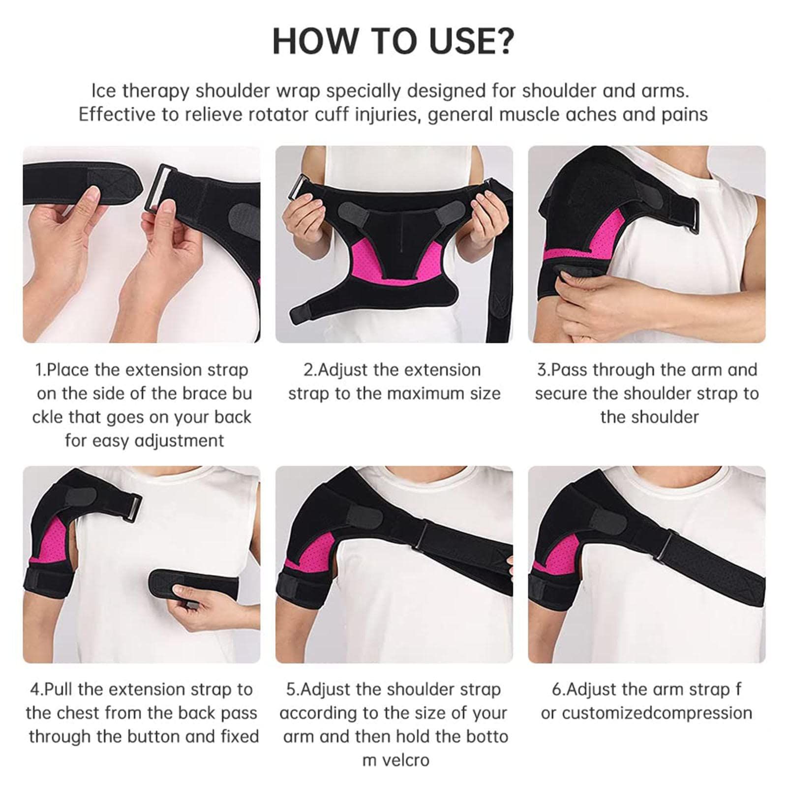 Shoulder Brace Arm Sling for Torn Rotator Cuff Support Compression and Stability Shoulder Harness Sleeve Wrap with Ice Pack Pocket โ image 4