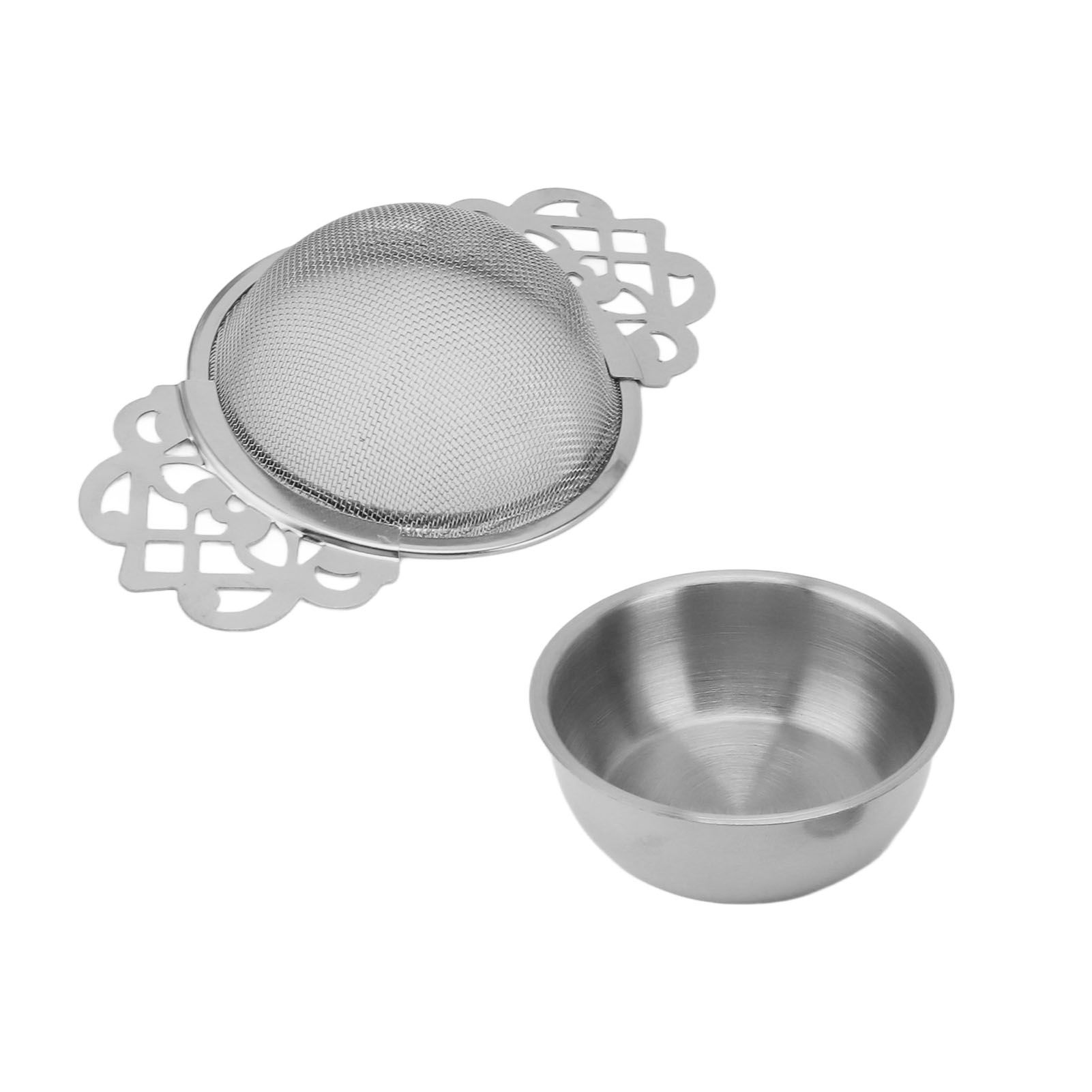 Stainless Steel Tea Strainers with Drip Bowl Double Handles Reusable Fine Mesh Tea Filters for Loose Leaf Herbal Kitchen Silver โ image 6