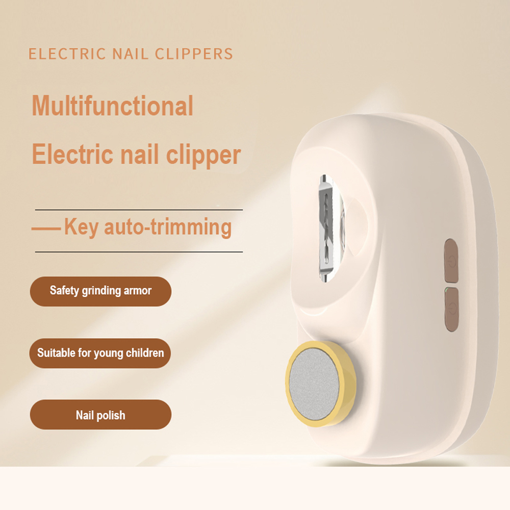 White Electric Nail Clipper and Grinder 2-in-1 Automatic Nail Trimmer with LED Light Rechargeable Manicure Tool for Babies Adults and Seniors — image 3