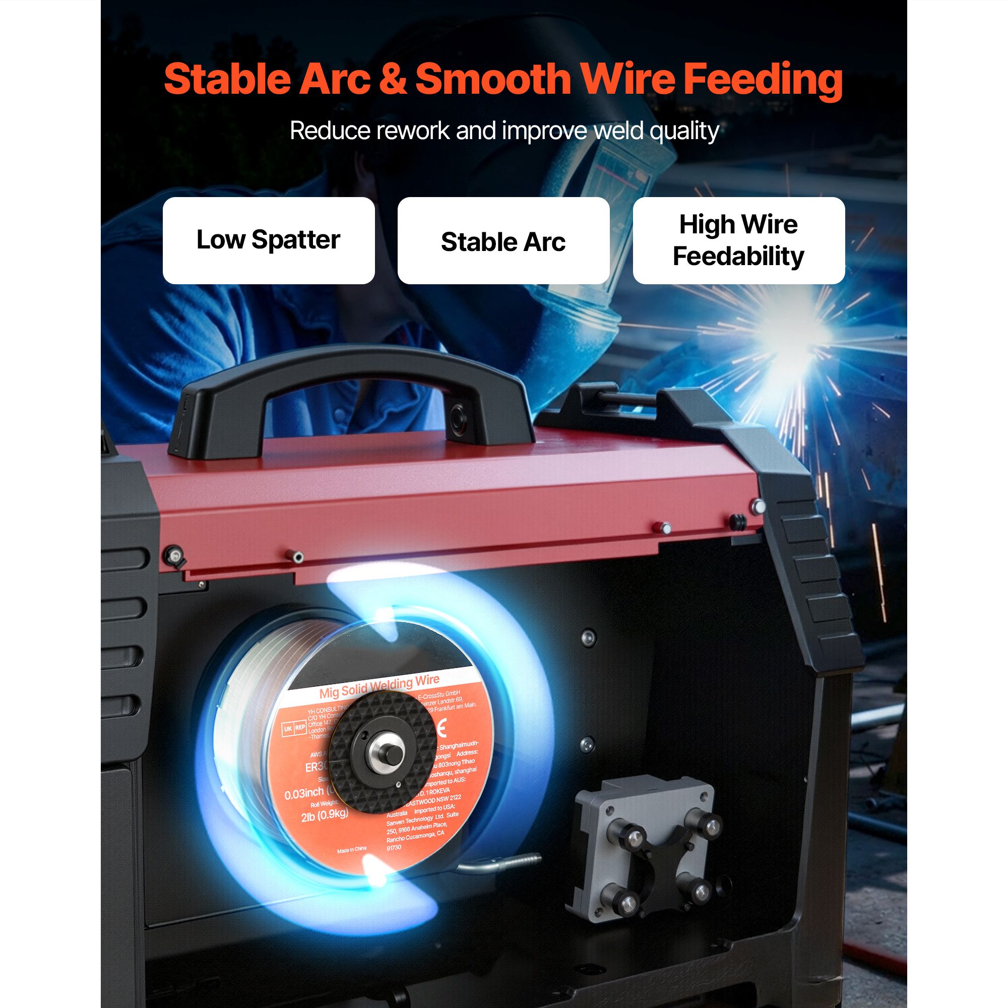 Solid MIG Welding Wire, ER308L 0.8mm 0.9kg, Low Spatter Stainless Steel Welding Wire with High Feedability for All-Position Gas Shielded Welding — image 3