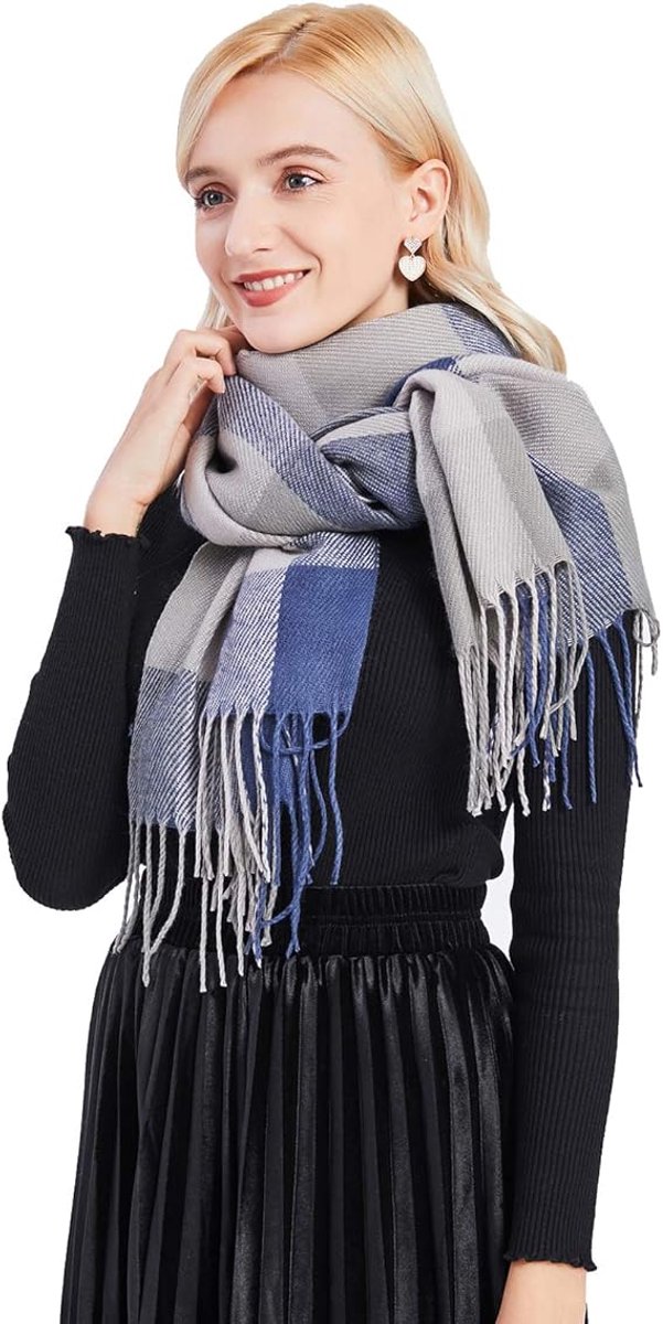 women's scarf-women's winter scarf - warm winter scarf - wrap-long-soft-warm checkered wrap-scarf for winter