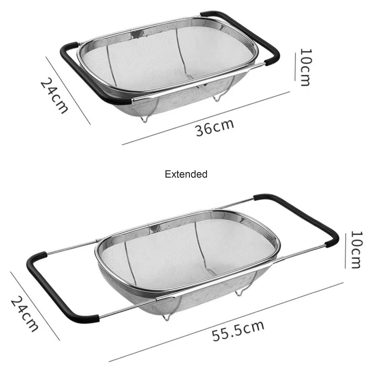 Over Sink Expandable Stainless Steel Colander, Fine Mesh Strainer Basket with Rubber Grip Handles for Rinsing Pasta, Fruit and Vegetables โ image 6