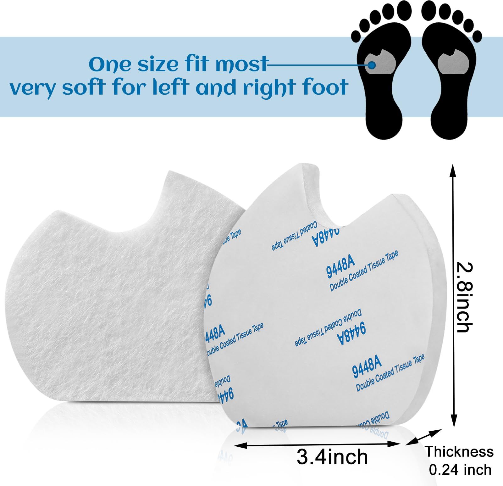 24 Pieces Ball of feet Pain Felt Forefoot Cushion Pads Self-Adhesive Foot Cushion Pads for Men Women Dancing Pain Relief (White) โ image 2