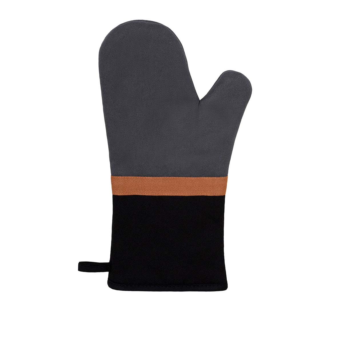 J Elliot Home Selby Cotton Oven Mitt 34 × 15 cm Charcoal & Black