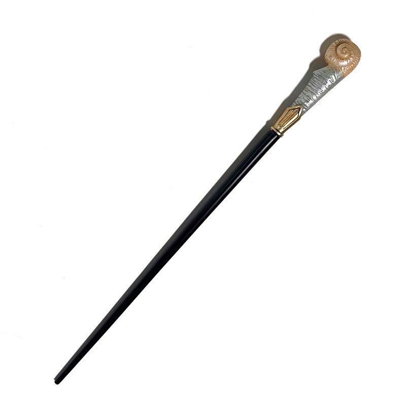 Simple Straight Resin Magic Wand With Built-in Metal Core, Minimalist Cosplay Holiday Prop, Style 41, Black Gold Stamping Ribbon Gift Box