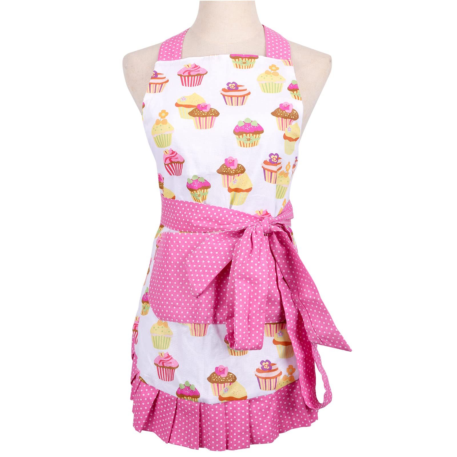 Cotton Aprons with Pockets, Kitchen Apron, Adjustable Strap with Waist Ties Aprons for Cooking, Baking and Gardening — image 2