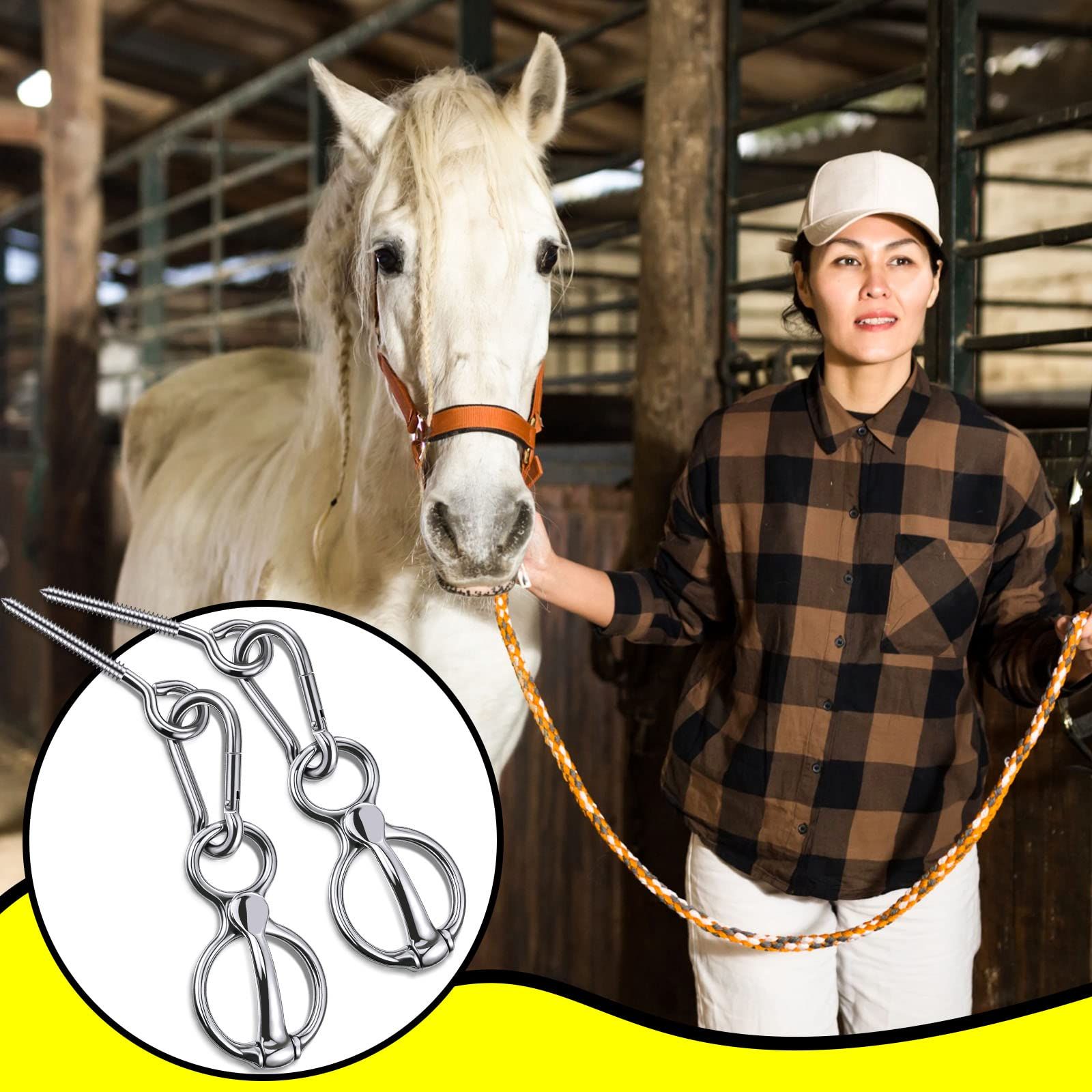 2 Sets Horse Tie Ring, Horse Tack and Supplies Horse Training Equipment Safe Horse Accessories with Eye Bolt, Tie Rings (Silver) — image 2