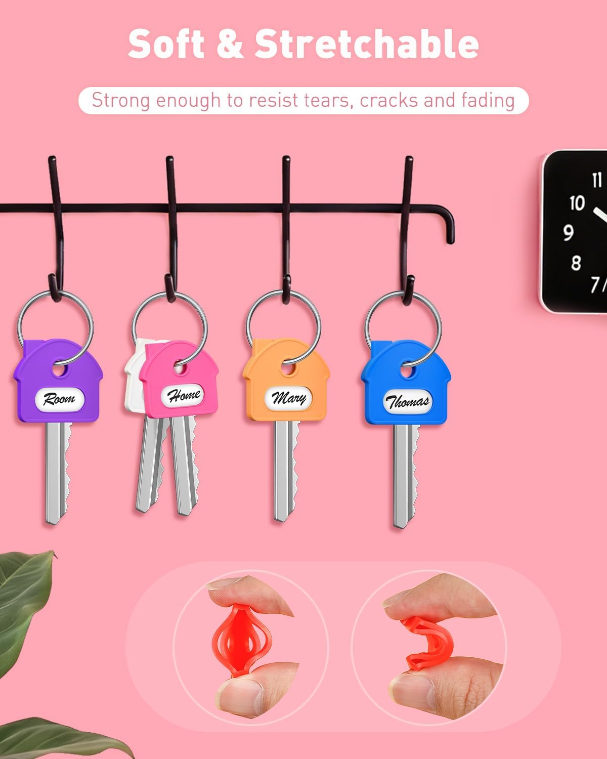 10 Pcs Key Covers Caps, 1" Key Identifiers with Labels, Soft Stretchy Key Covers for House Key, Cute Key Head Protectors for Standard Keys (Not for Odd-Shaped — image 4