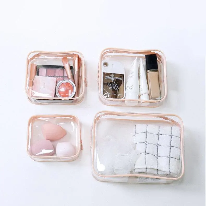 4pcs Durable PVC Cosmetic Bags Easy to Clean Multiple Sizes and Colours 9 Shades - 4pcs-Banana โ image 5