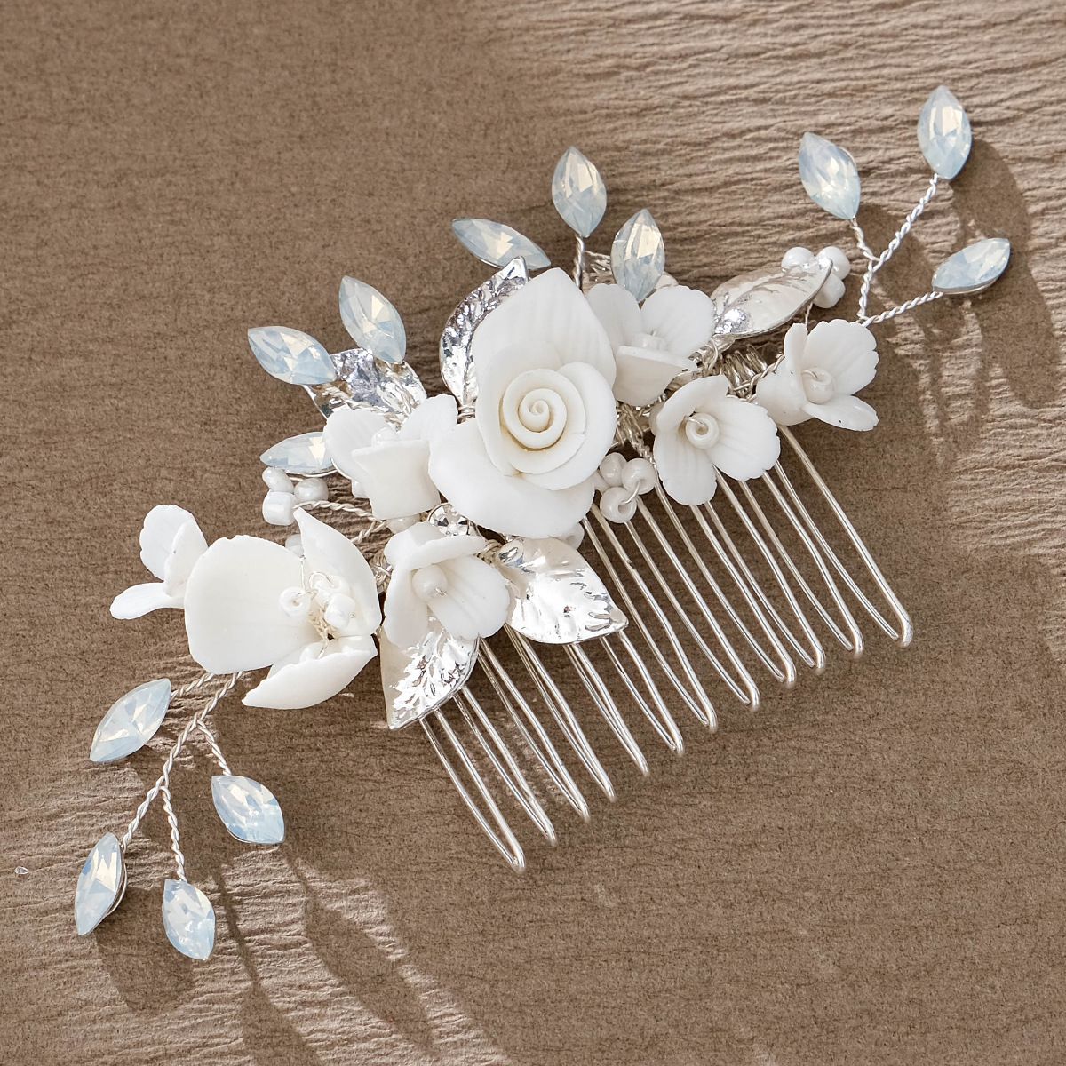 Wedding Hair Comb Silver Small Side Comb Blue Crystal Bridal Hair Piece Hair Jewelry Bridal Hair Accessories for Women and Girls