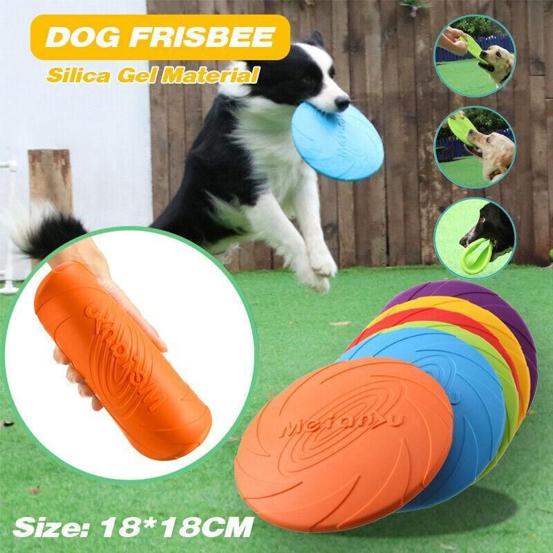Frisbee Toy for Dogs Outdoor Fetch Training Soft Rubber Pet Flying Disc 18cm - Green — image 2