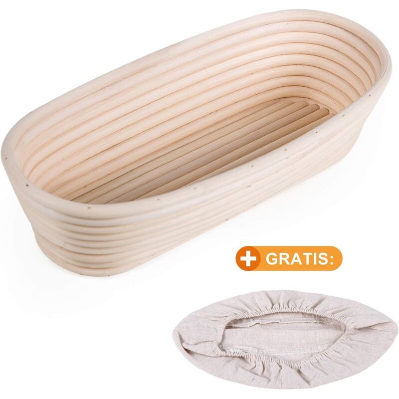 Oval Banneton Bread Proofing Basket with Wool Lining, 30 × 14 × 7 cm — image 2