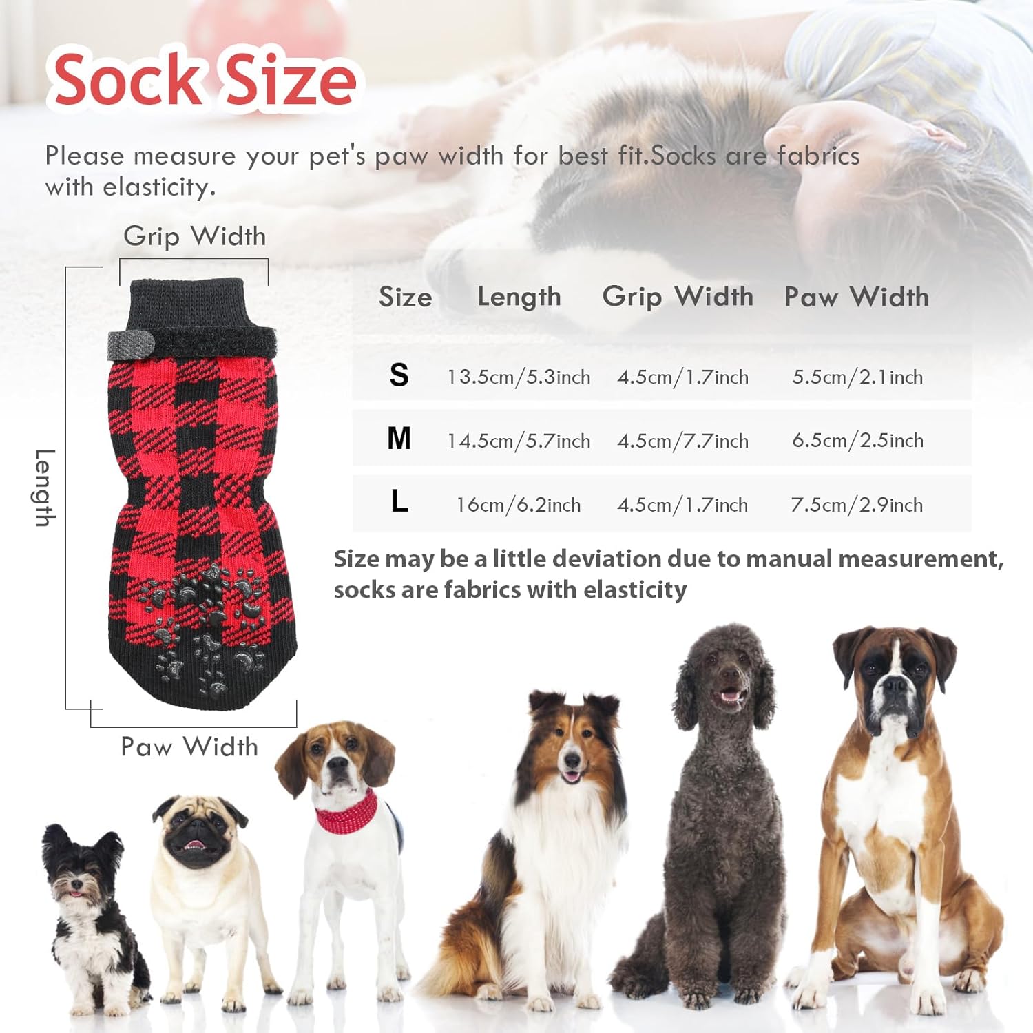 Dog Socks Size S Red Anti-Slip Pet Paw Protectors for Indoor Use — image 2