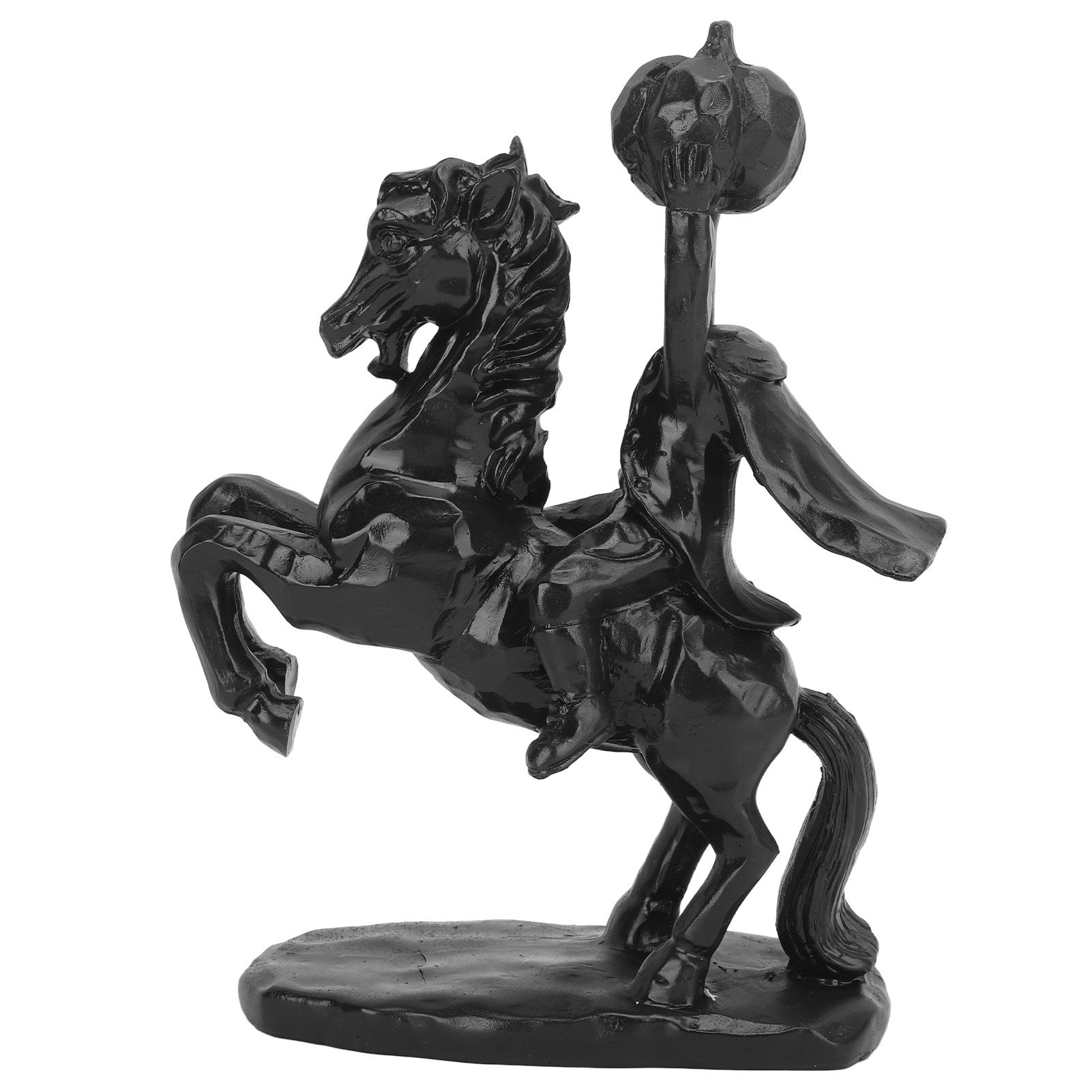 22cm Height Headless Horseman Statue with Pumpkin Horror Headless Horseman Halloween Decor Sculpture Handmade Resin All Black — image 2
