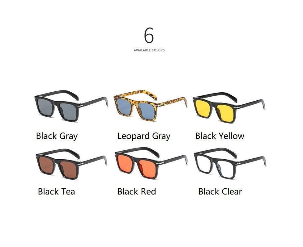 Classic Rivet Square Sunglasses Men Luxury Brand Design Beckham Driving Glasses Vintage Sun Glasses Eyewear - Black Yellow — image 3