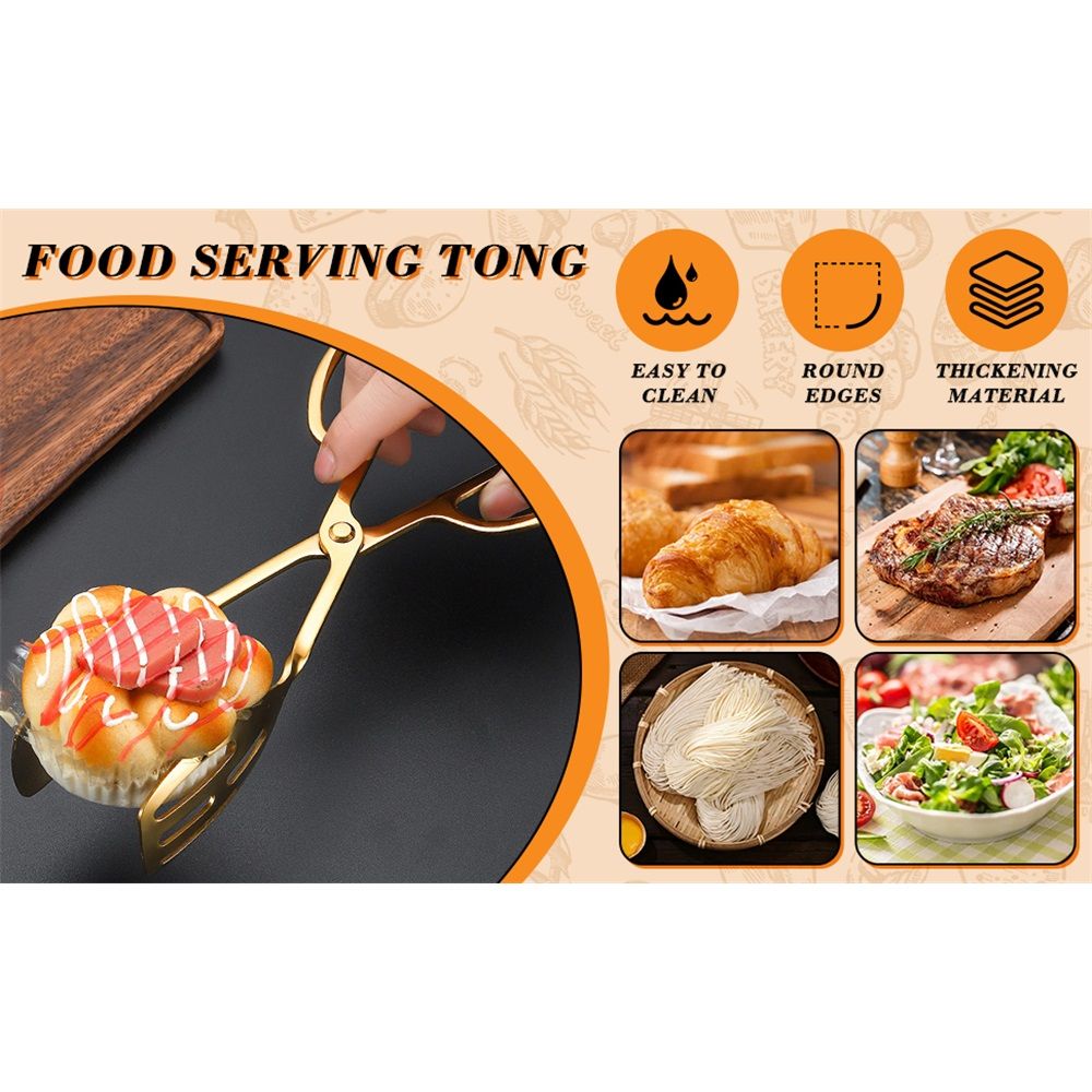 Food Tongs, Heavy Duty Stainless Steel Kitchen Tongs Salad Tongs Heat Resistant Small Serving Tongs for Cooking, Grill, Pastry, Sandwich, Ice, Food Bread — image 4
