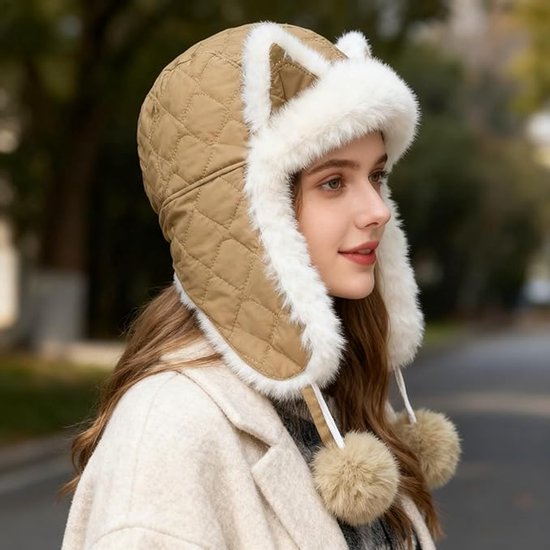 Fleece winter hat - Warm hat with thickened ear flaps - Soft, comfortable and frost-resistant - Stylish winter accessory - Color: Brown โ image 5