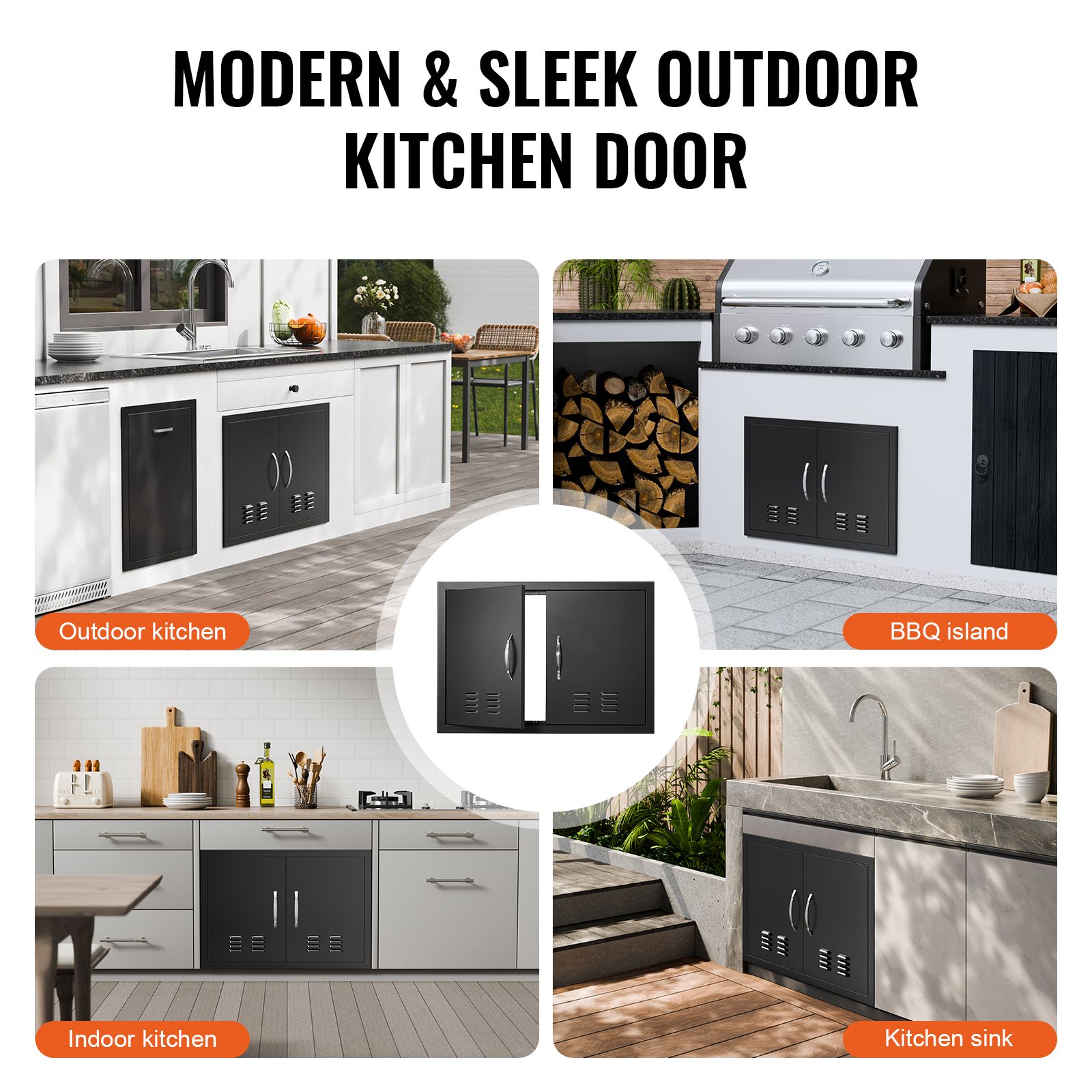 BBQ Access Door,762 × 533 mm Double Outdoor Kitchen Door, Cold Plate Flush Mount Door, Wall Vertical Door with Handles and Ventss, for BBQ Island, Grilling — image 6