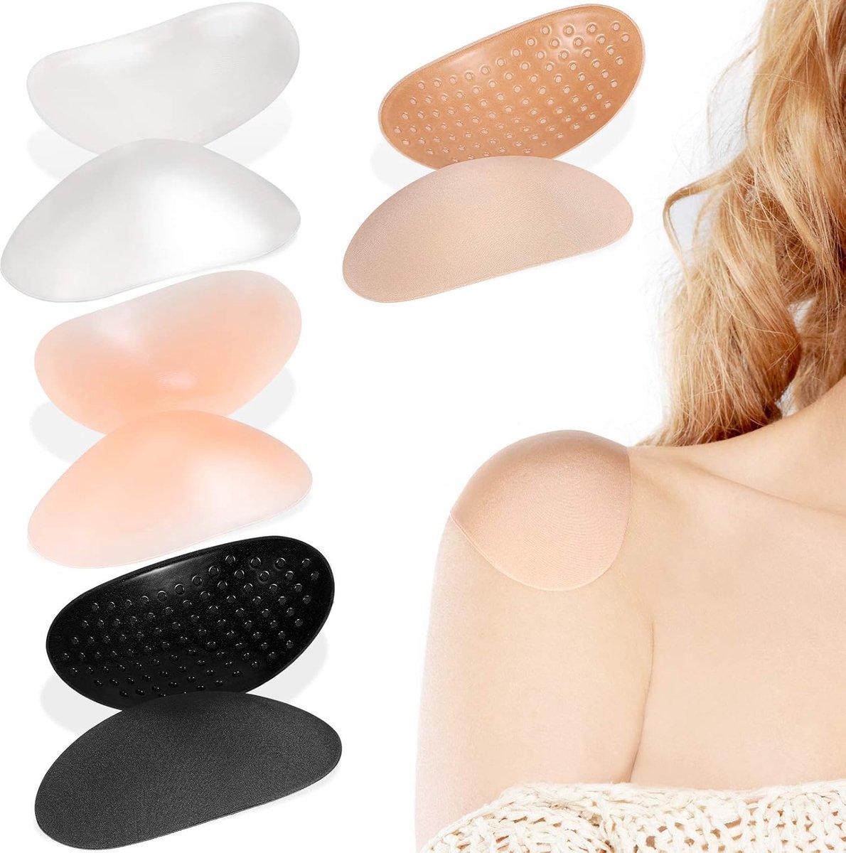 Premium Self-Adhesive Shoulder Pads - 4 Pairs - Reusable - Shoulder Pads for Women's Clothing - Shoulder Pads for Clothing - Shoulder Pads - Silicone Shoulder