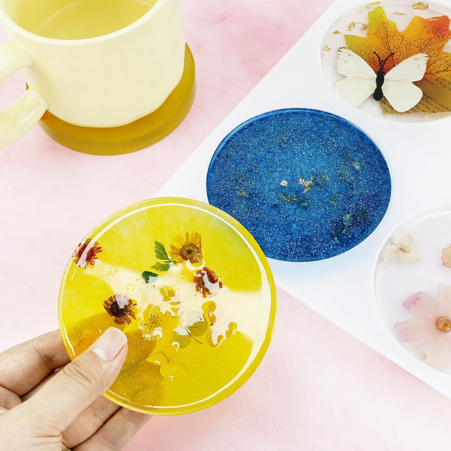 6 Cavity Round Silicone Resin Coaster Mould, Deep Epoxy Casting Mould for Drink Mats, Cups, Home Decor and DIY Craft Projects, 10.2 cm — image 5