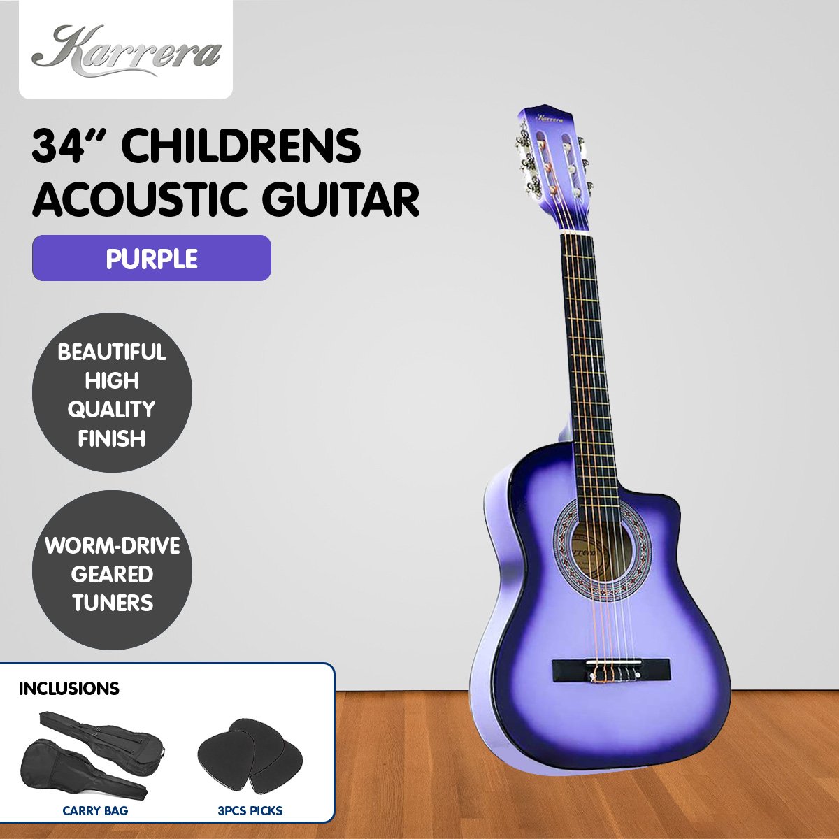 Karrera Childrens Acoustic Guitar Kids - Purple — image 2