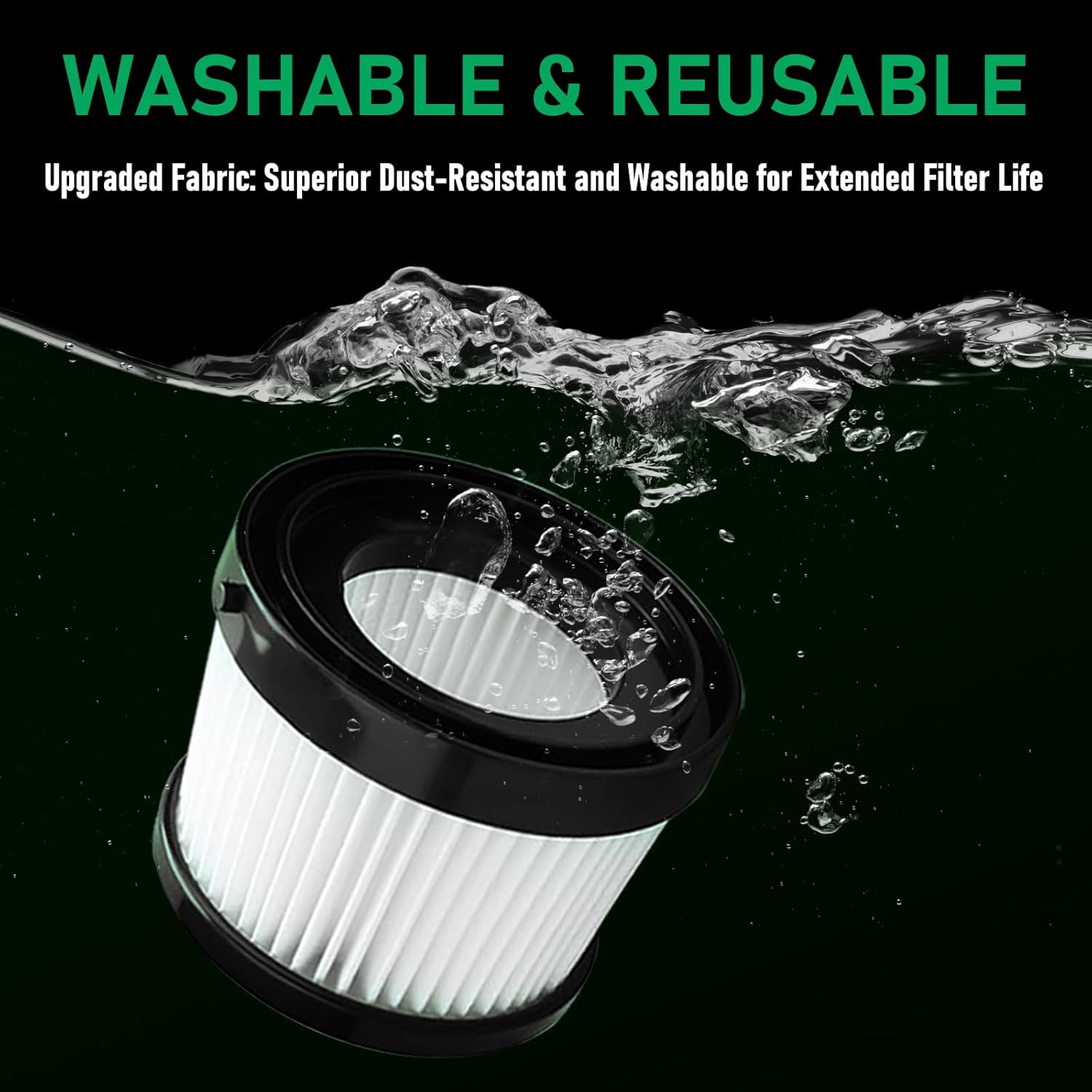 4 Pack Replacement DCV501HB & DCV5011H HEPA Filters Compatible with DEWALT DCV501HB 20V Cordless Handheld Vacuum with 8 Foam Sleeve Filters & 1 Cleaning Brh — image 6